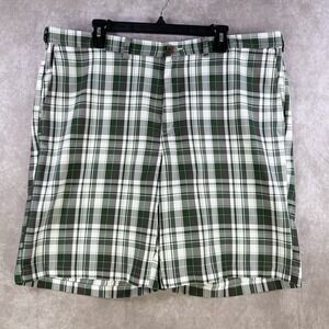 Haggar Performance Shorts Men Size 40 Golf Expandable Waist Green Gray Plaid